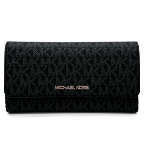 Michael Kors Large Trifold Wallet Black Signature